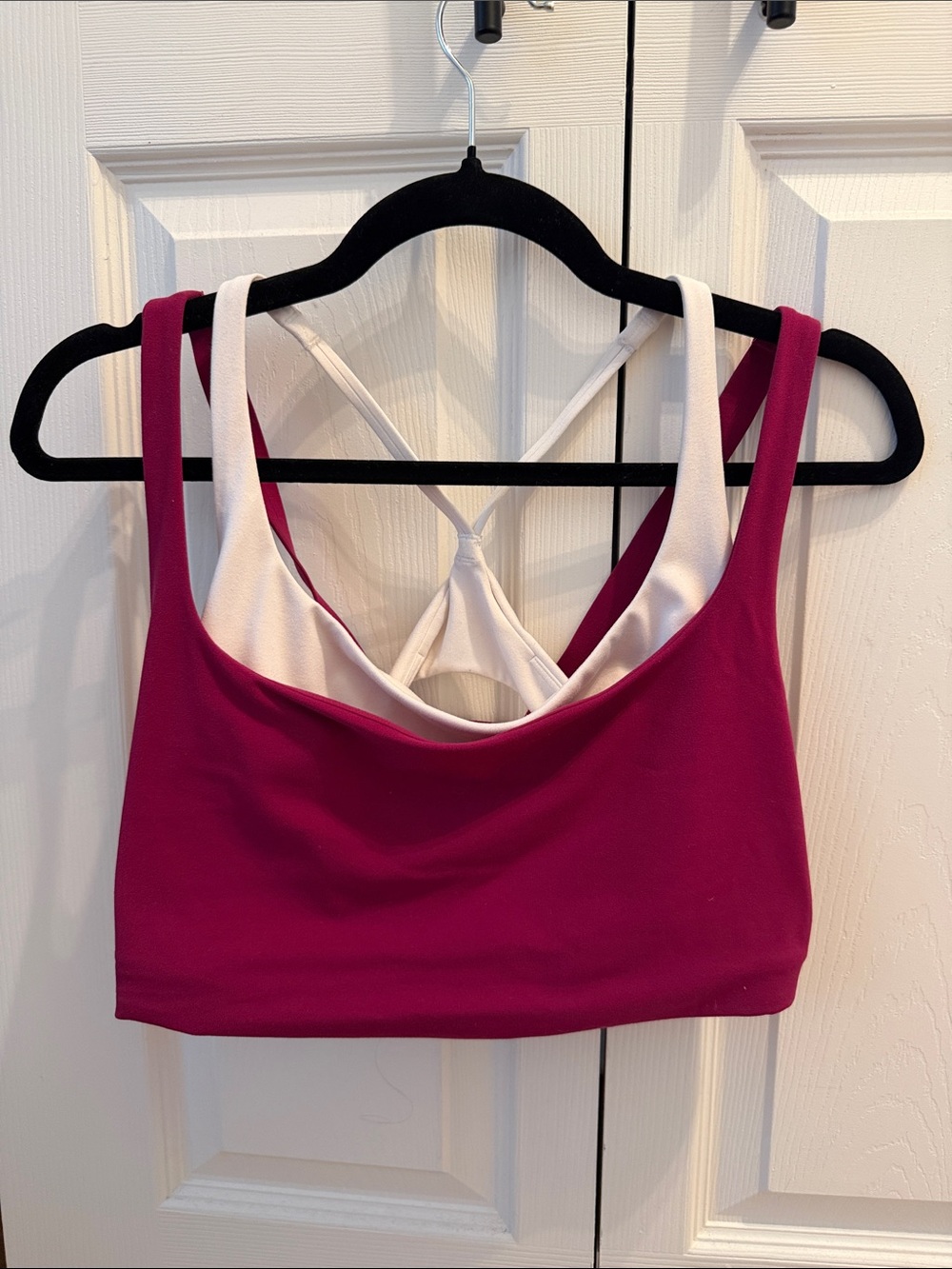 Athleta Magenta and Cream Sports Bra
